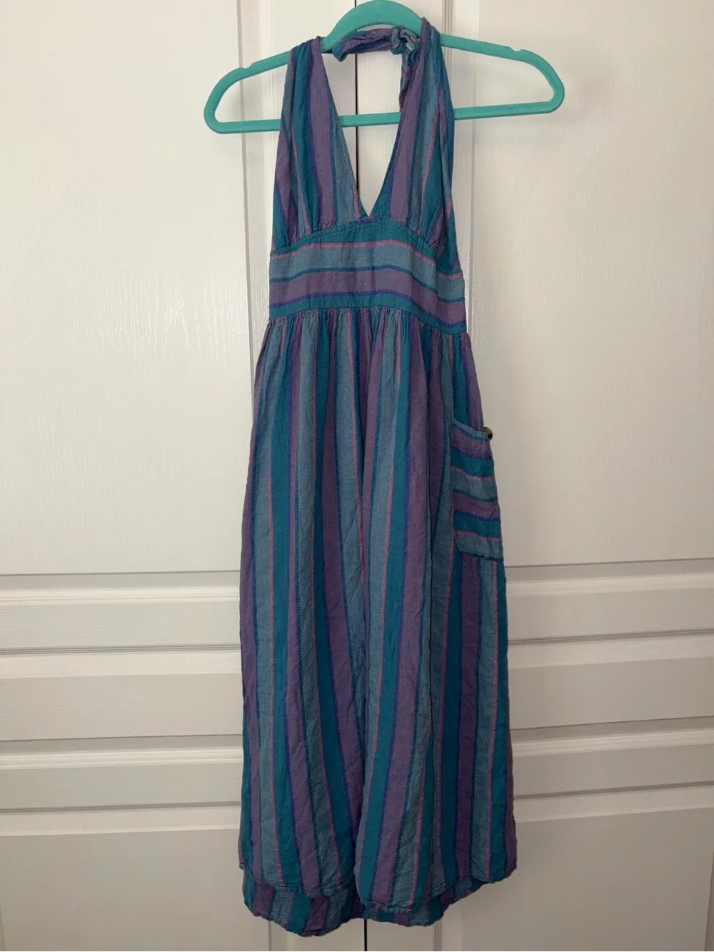 URBAN OUTFITTERS BETSEY LINEN HALTER MIDI size S